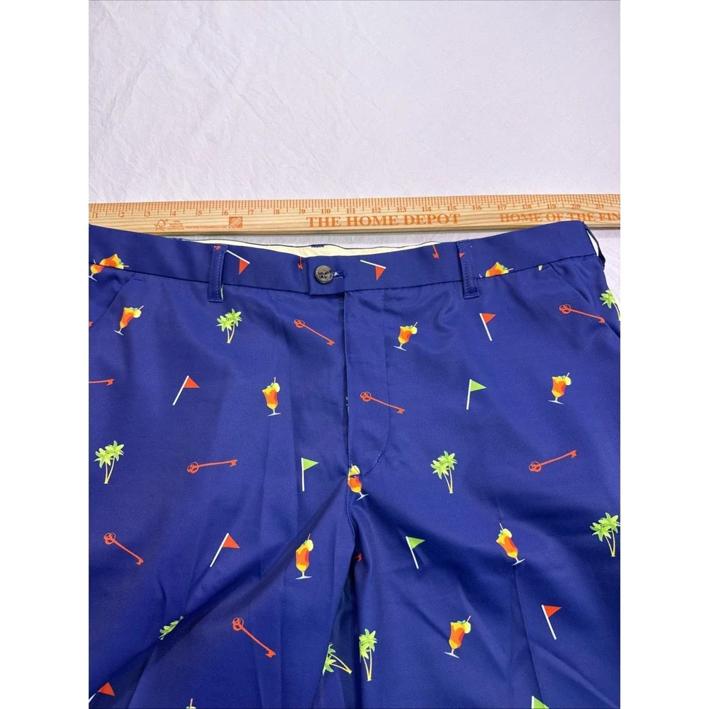 Loudmouth Golf  Shorts Men's 40 DRINKS PALM TREES HAWAIIAN NAVY ALOHA